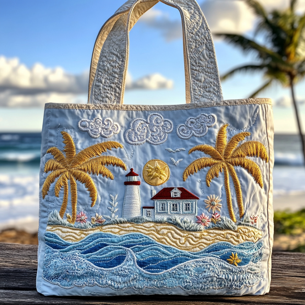 Lighthouse Breeze Quilted Tote Bag