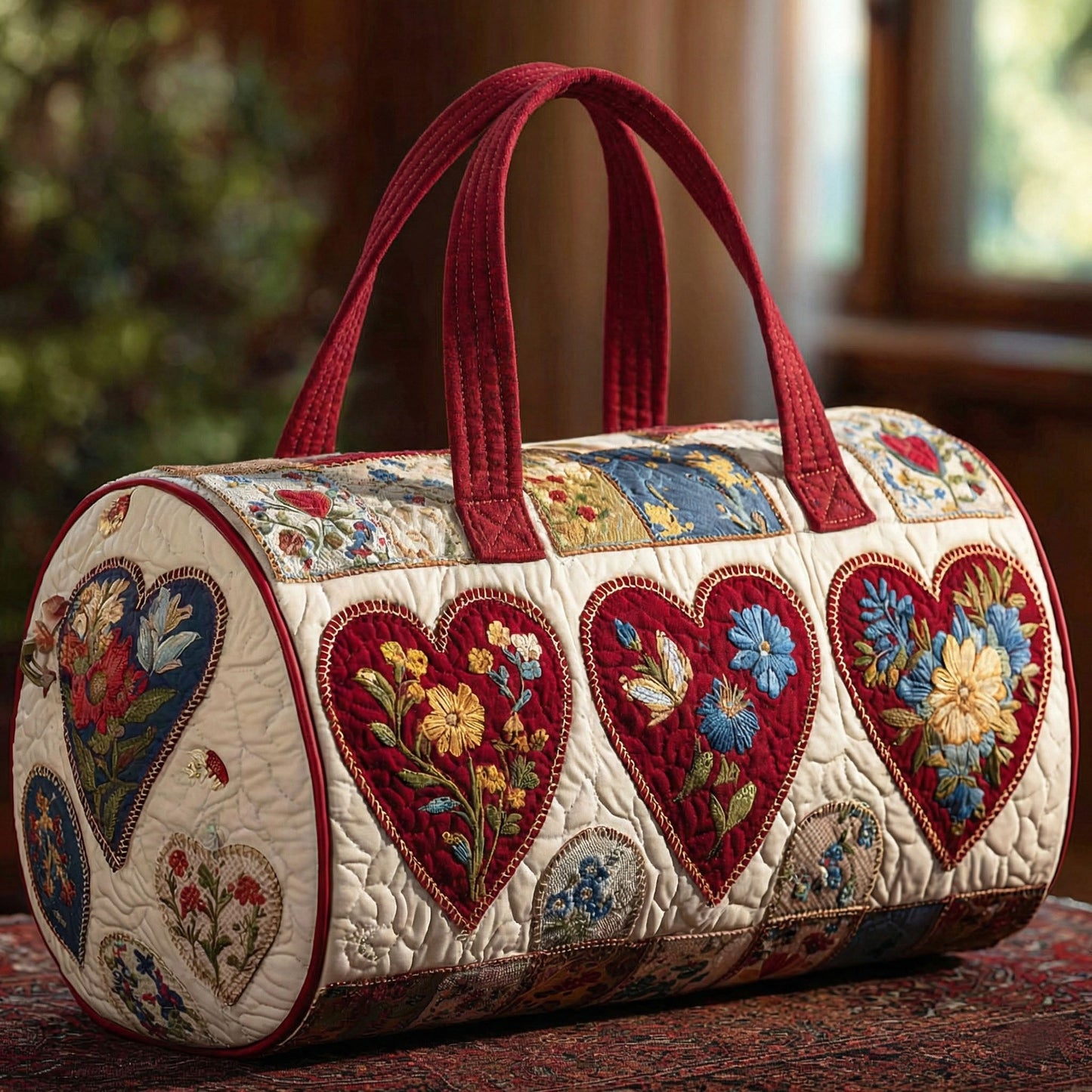 Soft Hearts Quilted Duffle Bag