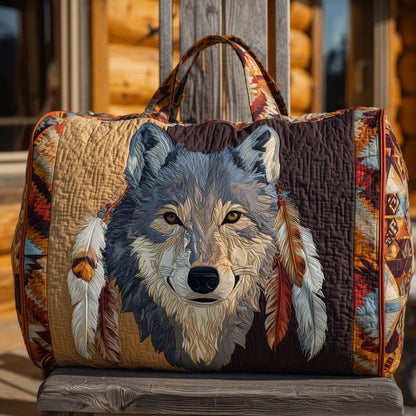 Native Wolf Quilted Duffle Bag