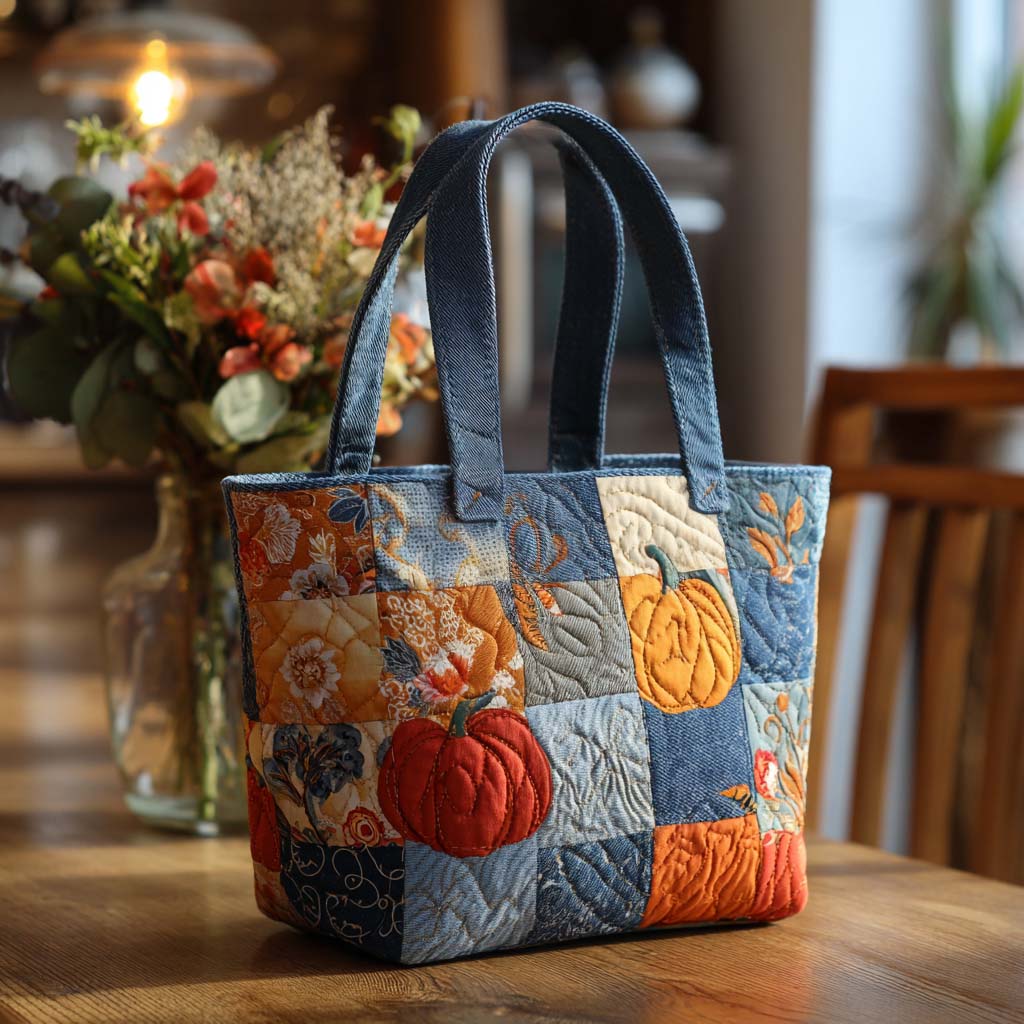 Pumpkin Days Quilted Tote Bag