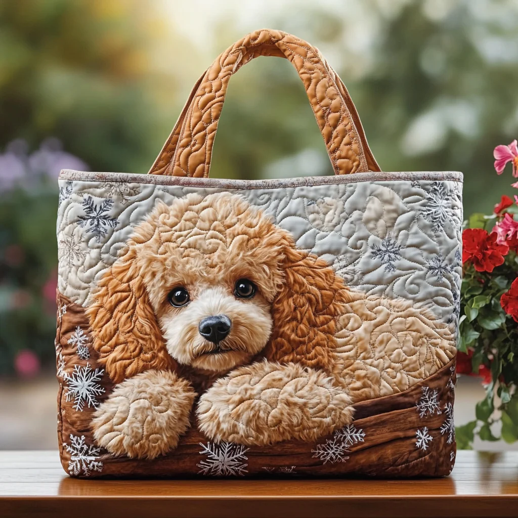 Darling Poodle Quilted Tote Bag