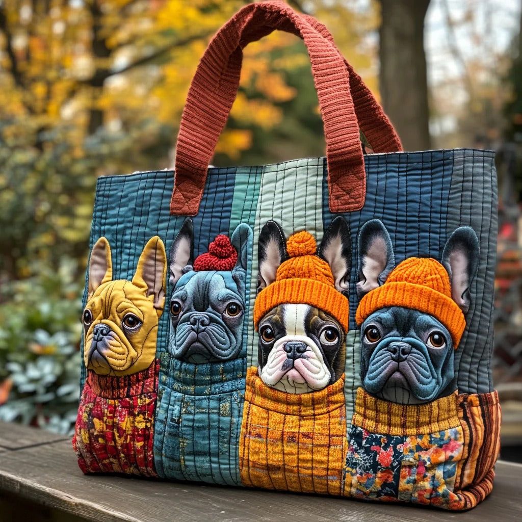 Parisian Pumpkin Quilted Tote Bag