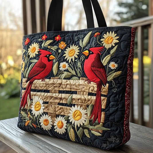 Sunny Cardinal Quilted Tote Bag