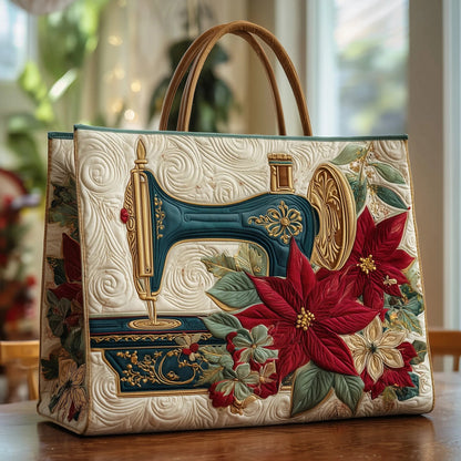 Artistic Sewing Machine Quilted Tote Bag