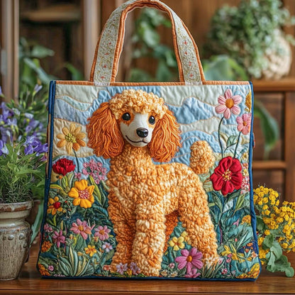 Golden Meadow Poodle Quilted Tote Bag
