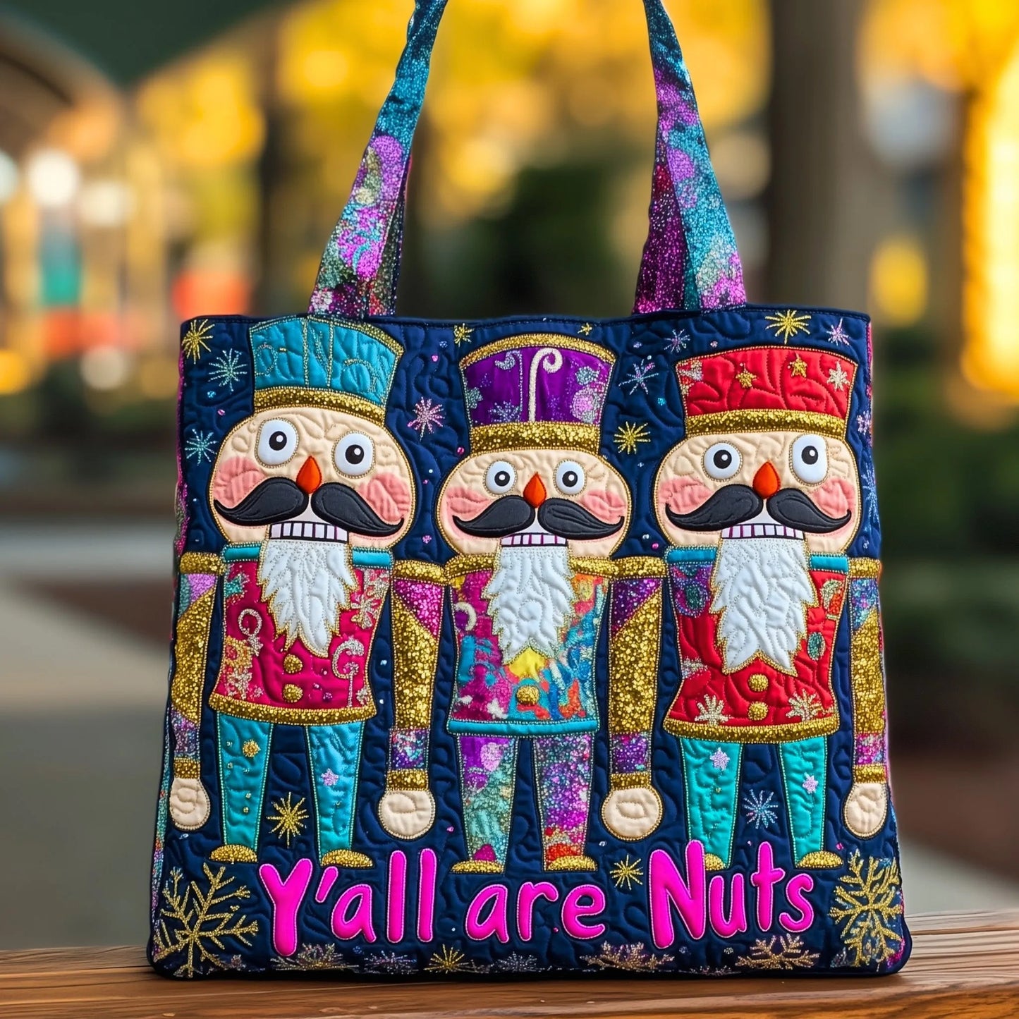 Festive Nutcracker Quilted Tote Bag