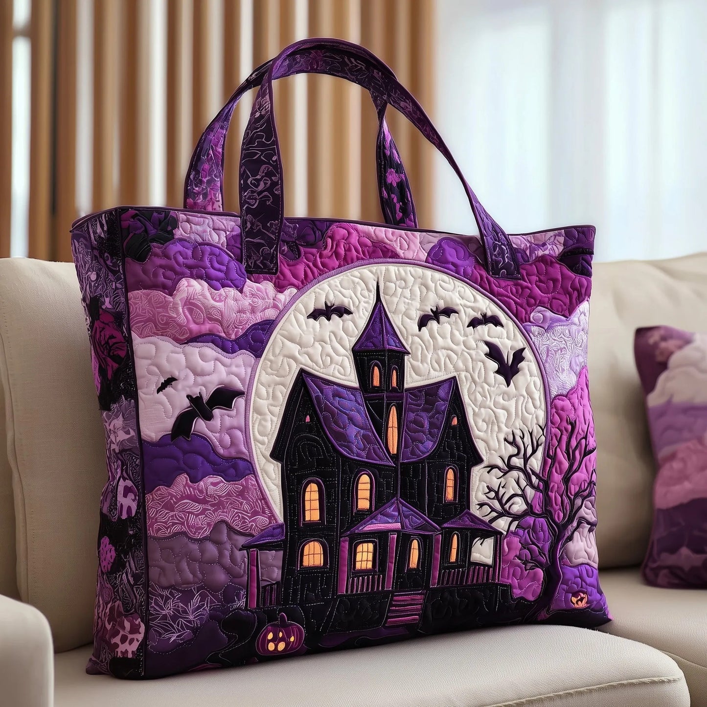 Spooky Manor Quilted Tote Bag