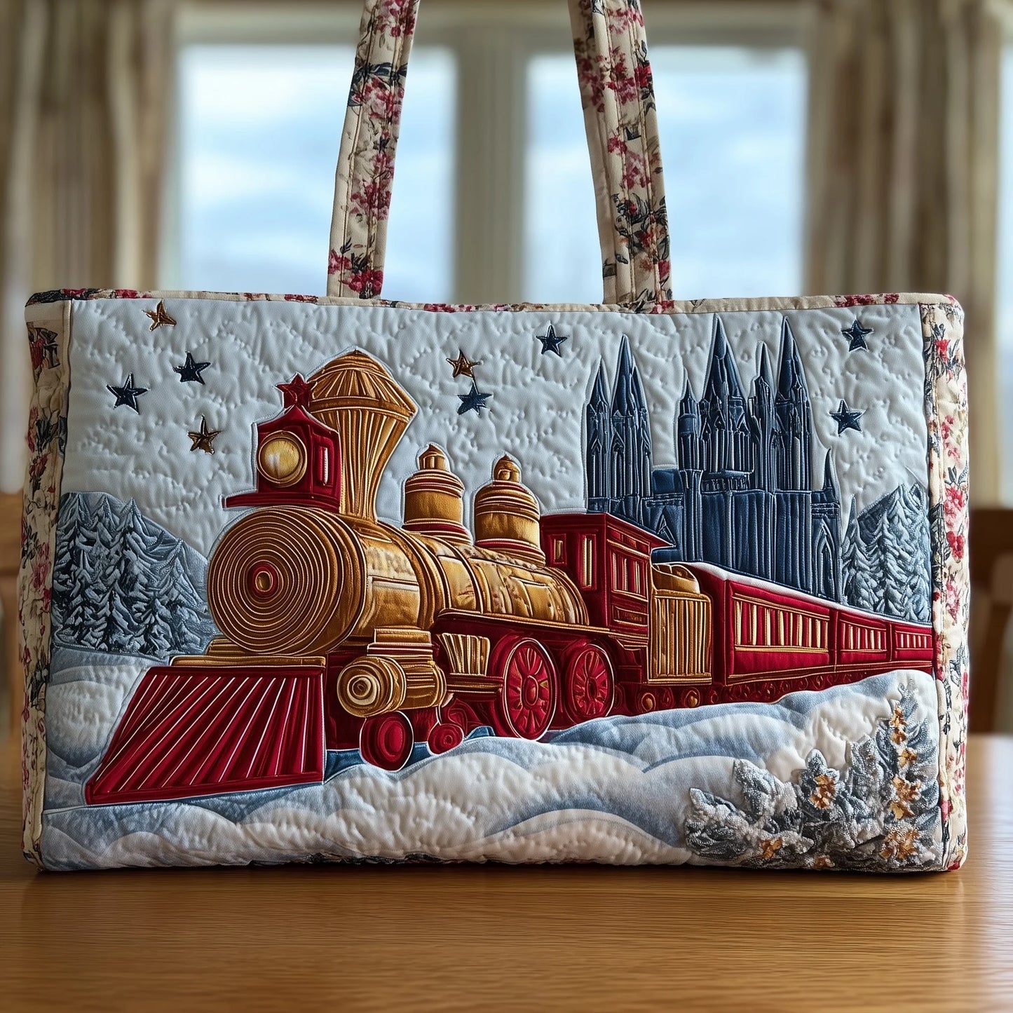 Train Quilted Tote Bag