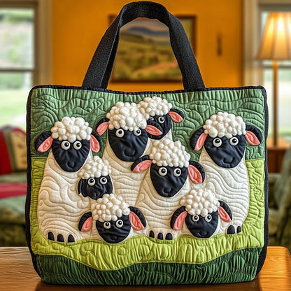 Sheep Serenity Quilted Tote Bag