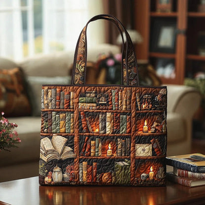 Library Haven Quilted Tote Bag
