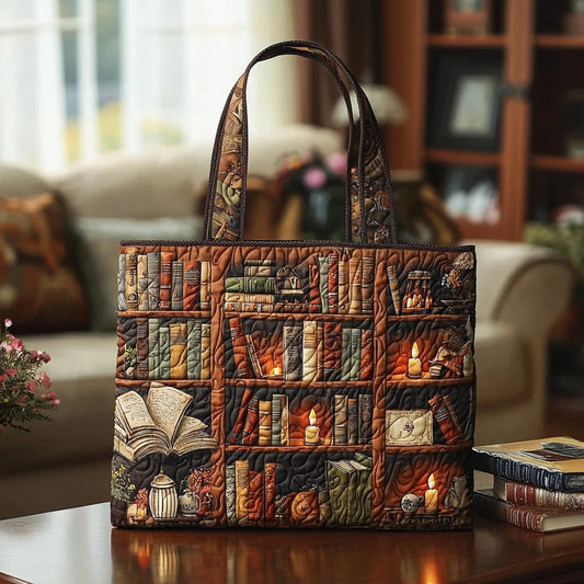 Library Haven Quilted Tote Bag