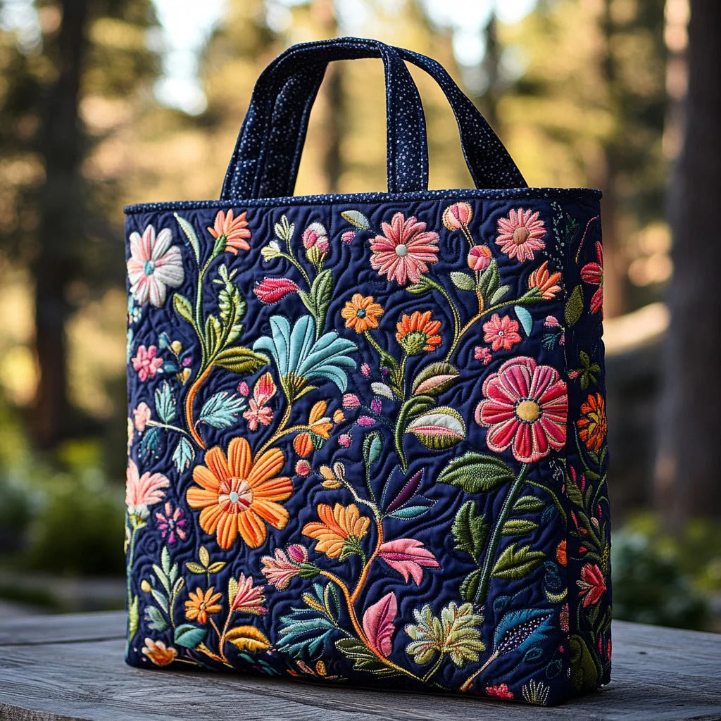 Wild Bloom Quilted Tote Bag