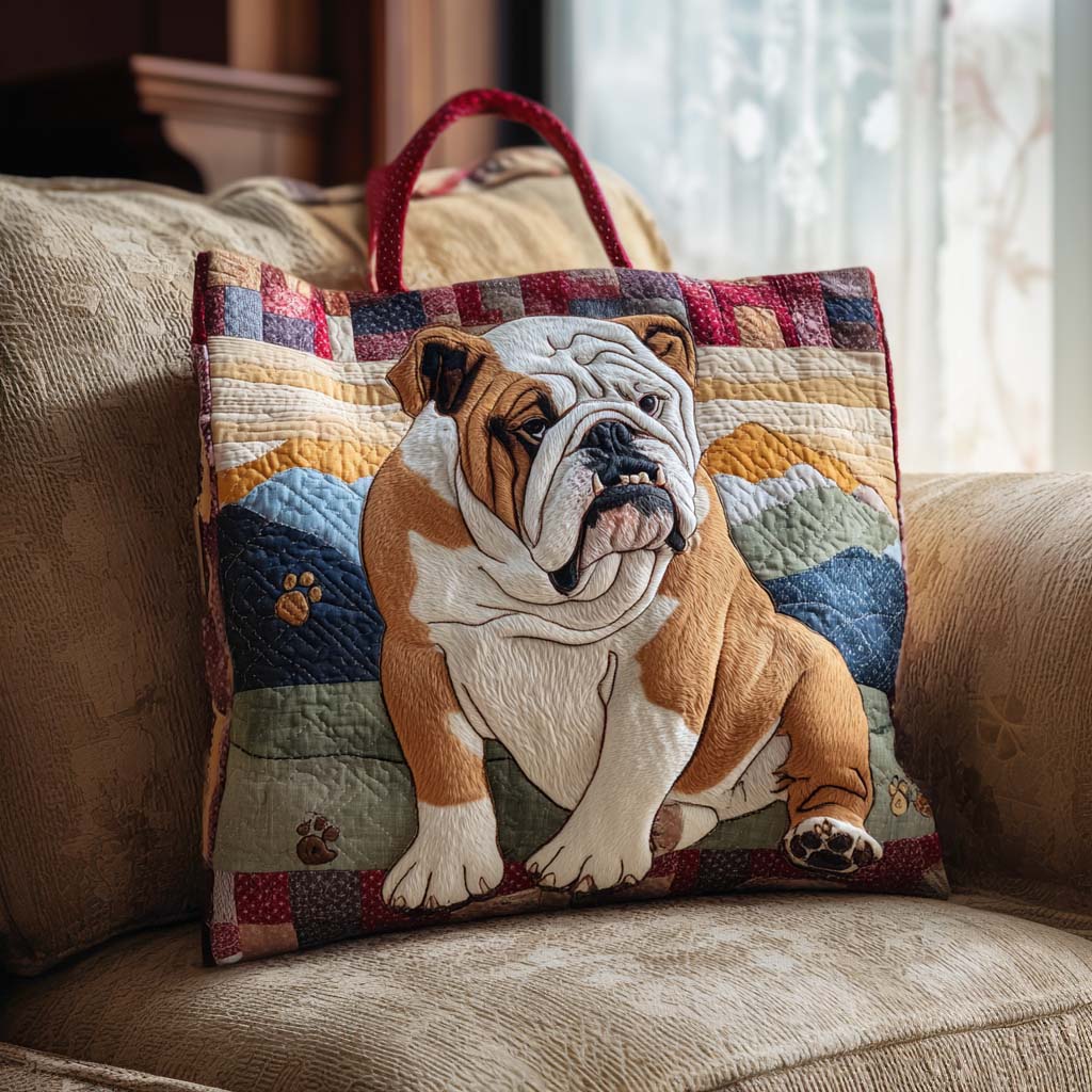 Bulldog Quilted Tote Bag