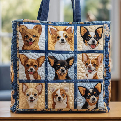 Chihuahua Portrait Quilted Tote Bag
