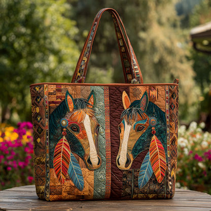 Horse Journey Quilted Tote Bag