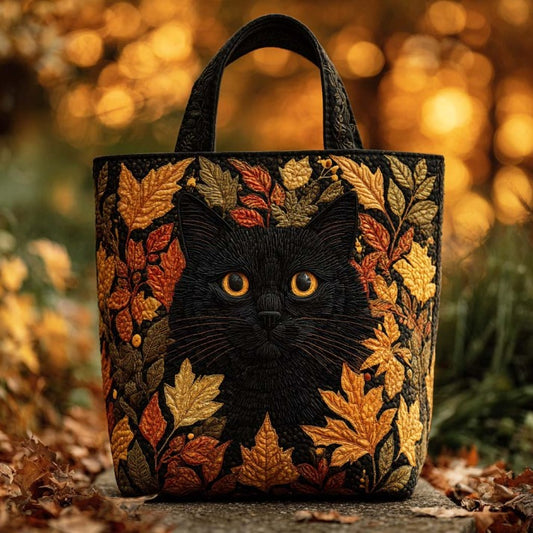 Maple Shadow Cat Quilted Tote Bag