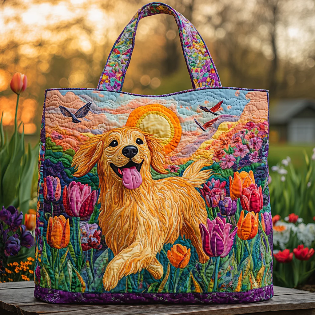 Golden Retriever Spirit Quilted Tote Bag