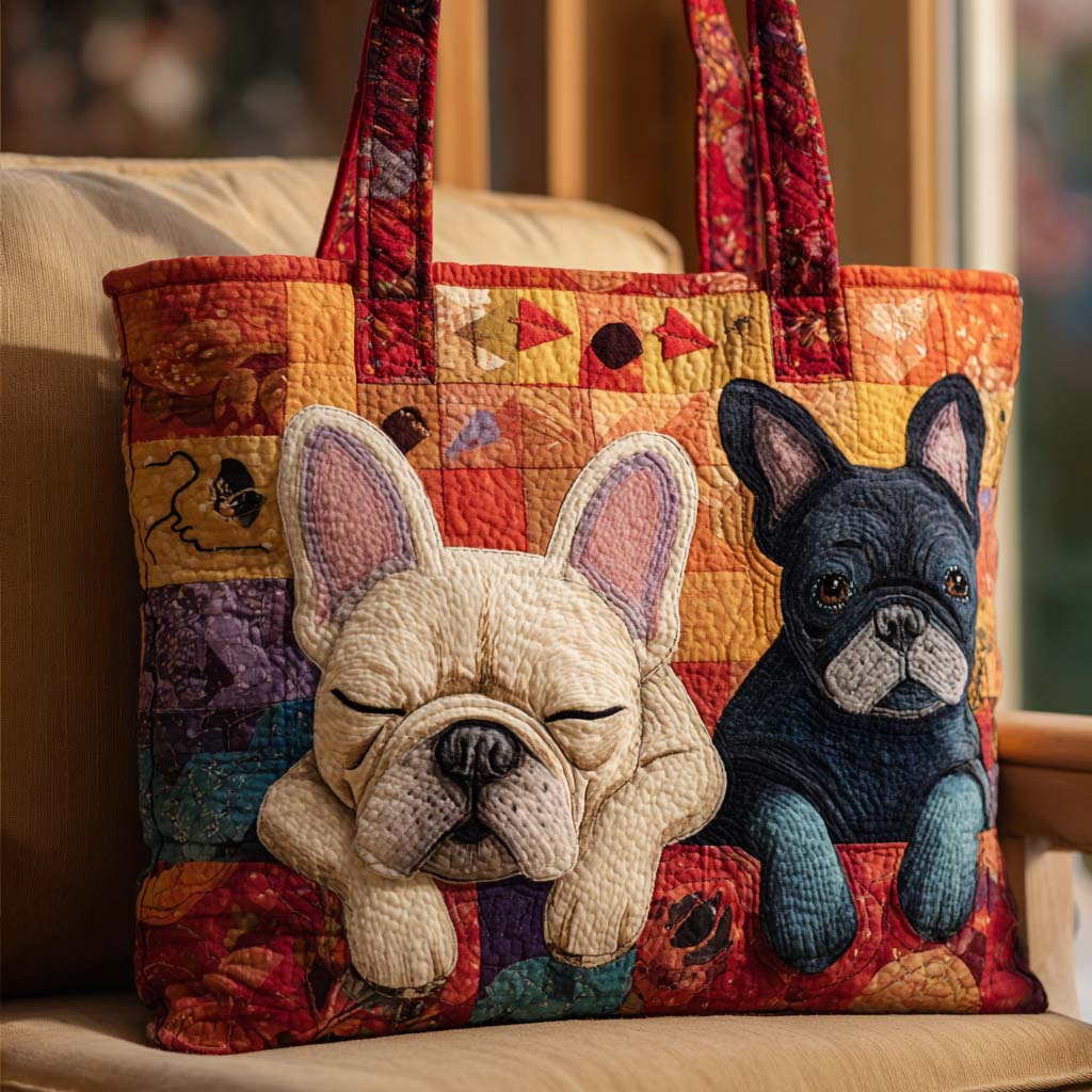 Bulldog Quilted Tote Bag