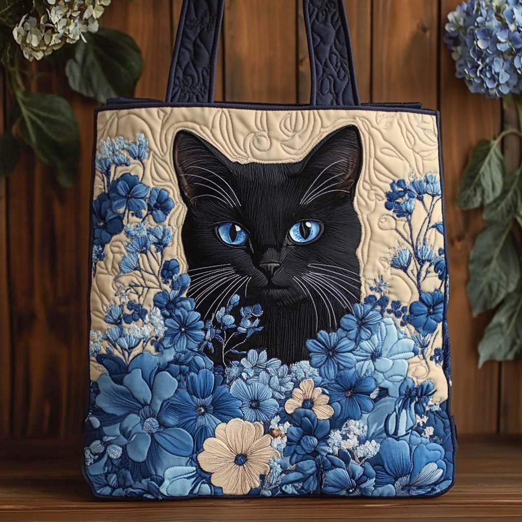 Midnight Hydrangea Muse Quilted Tote Bag