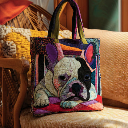 Lazy Day Frenchie Quilted Tote Bag
