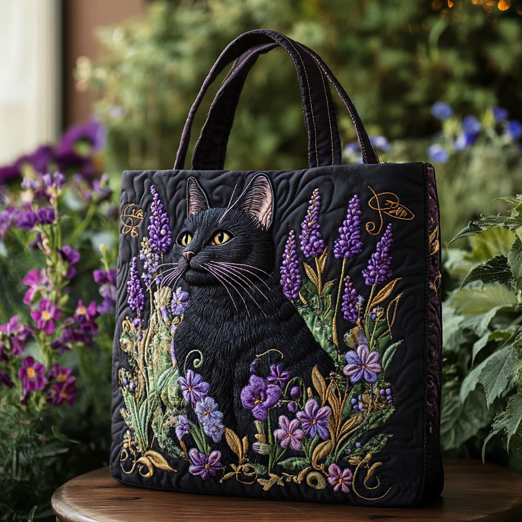 Moonlit Meow QuiltedTote Bag