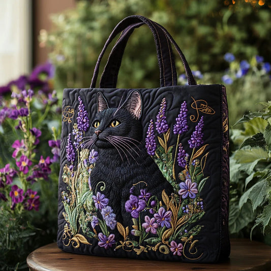 Moonlit Meow QuiltedTote Bag
