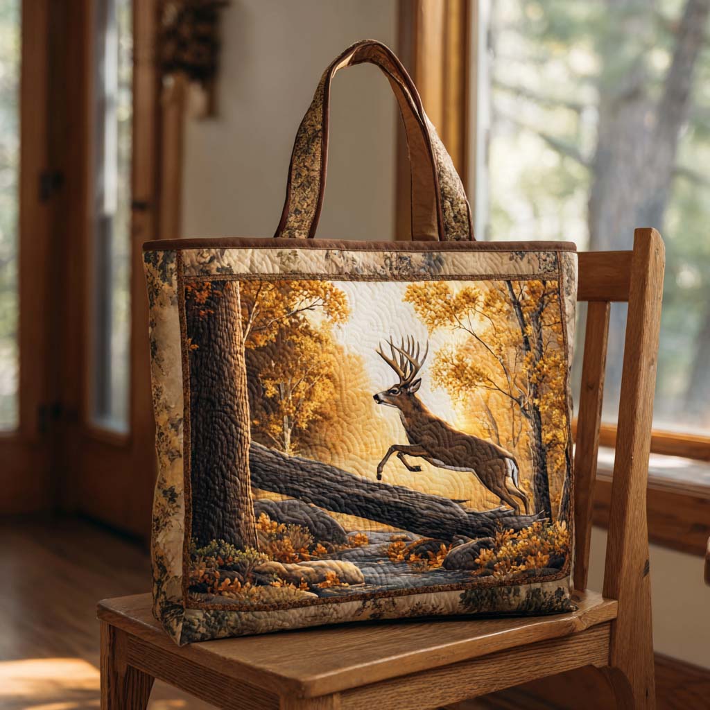 Highland Deer Quilted Tote Bag