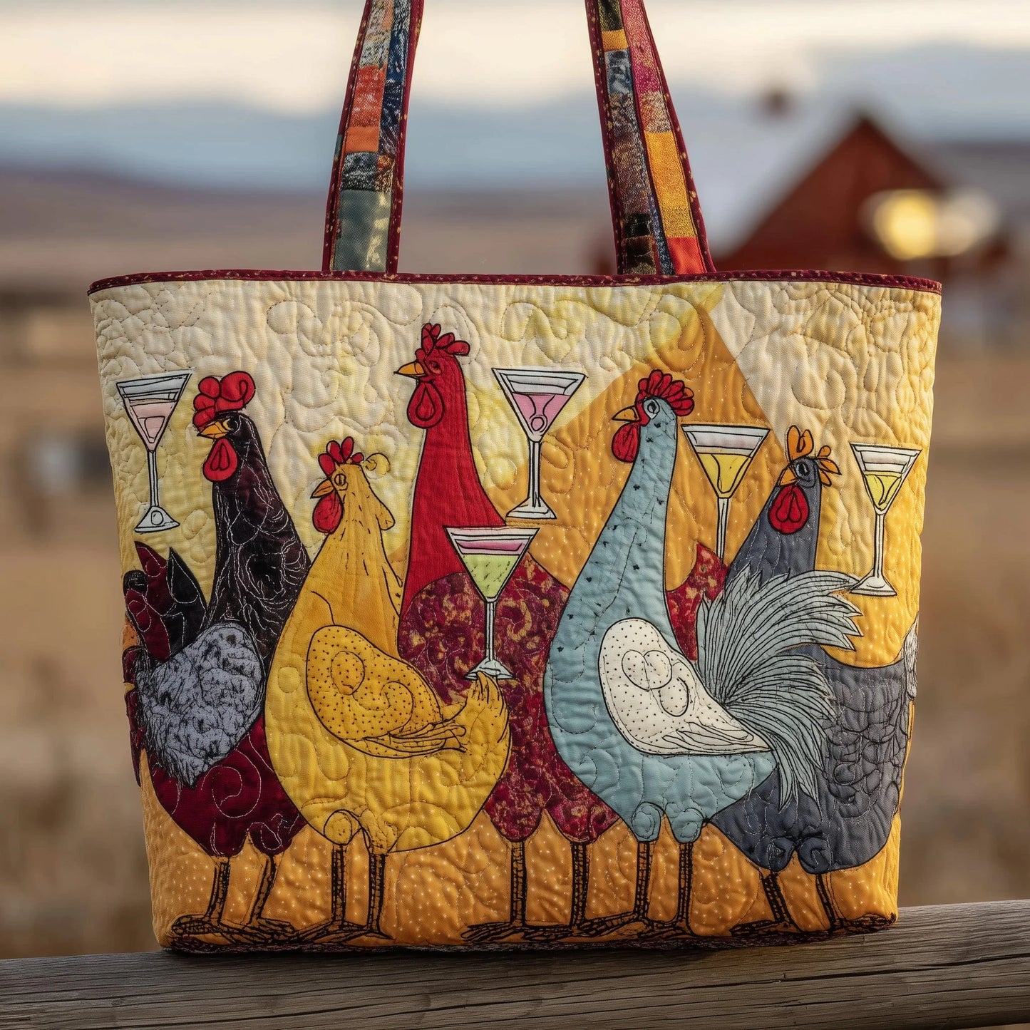 Party Chicken Quilted Tote Bag