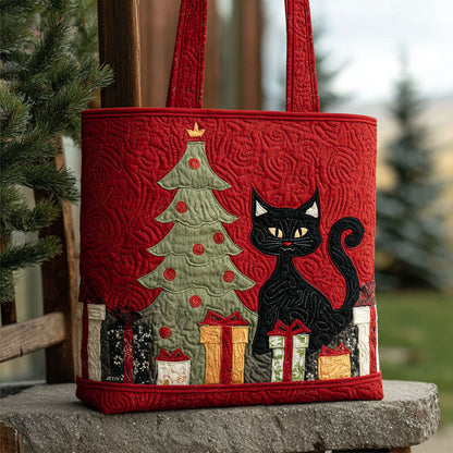 Black Cat Charm Quilted Tote Bag NCU0PTT1839