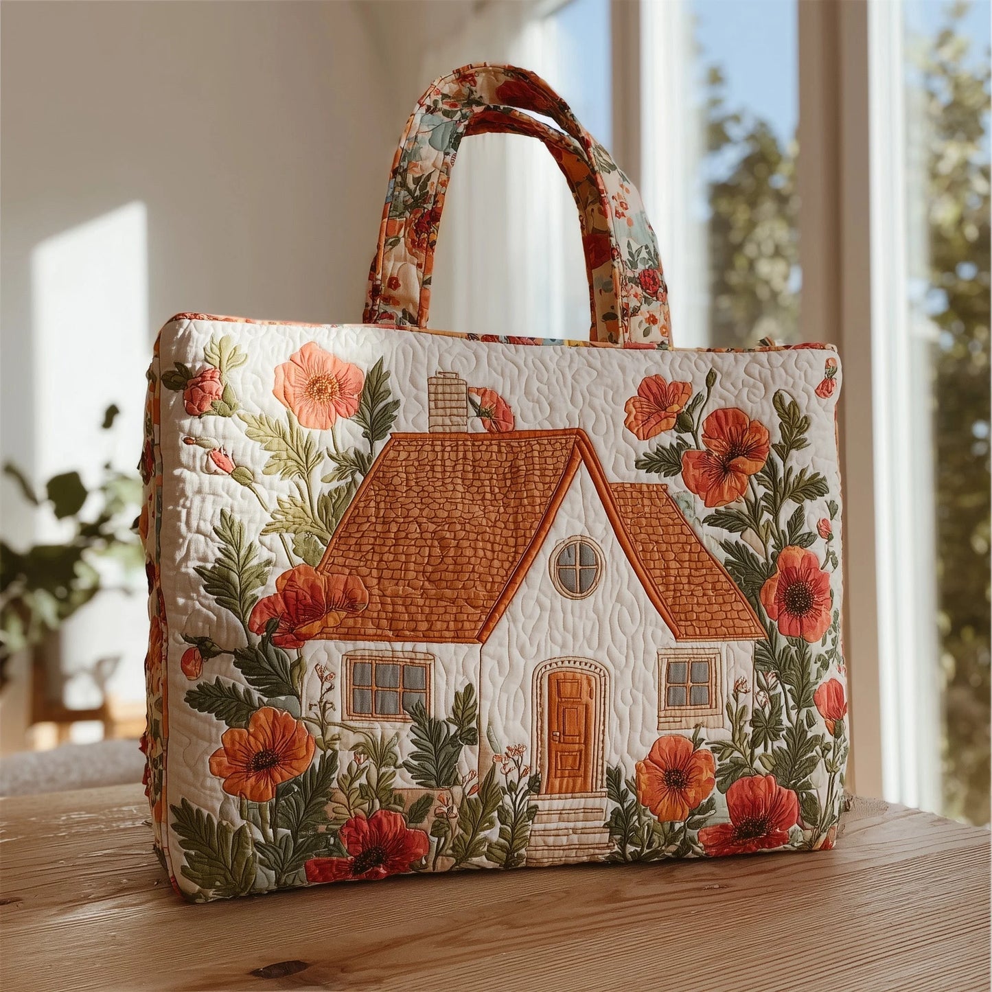 Cottage House Quilted Tote Bag