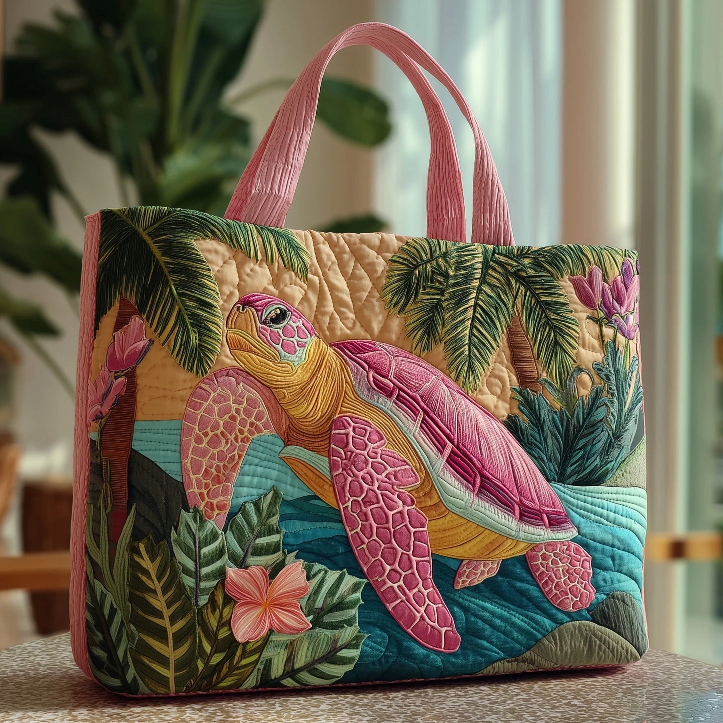 Aloha Turtle Quilted Tote Bag