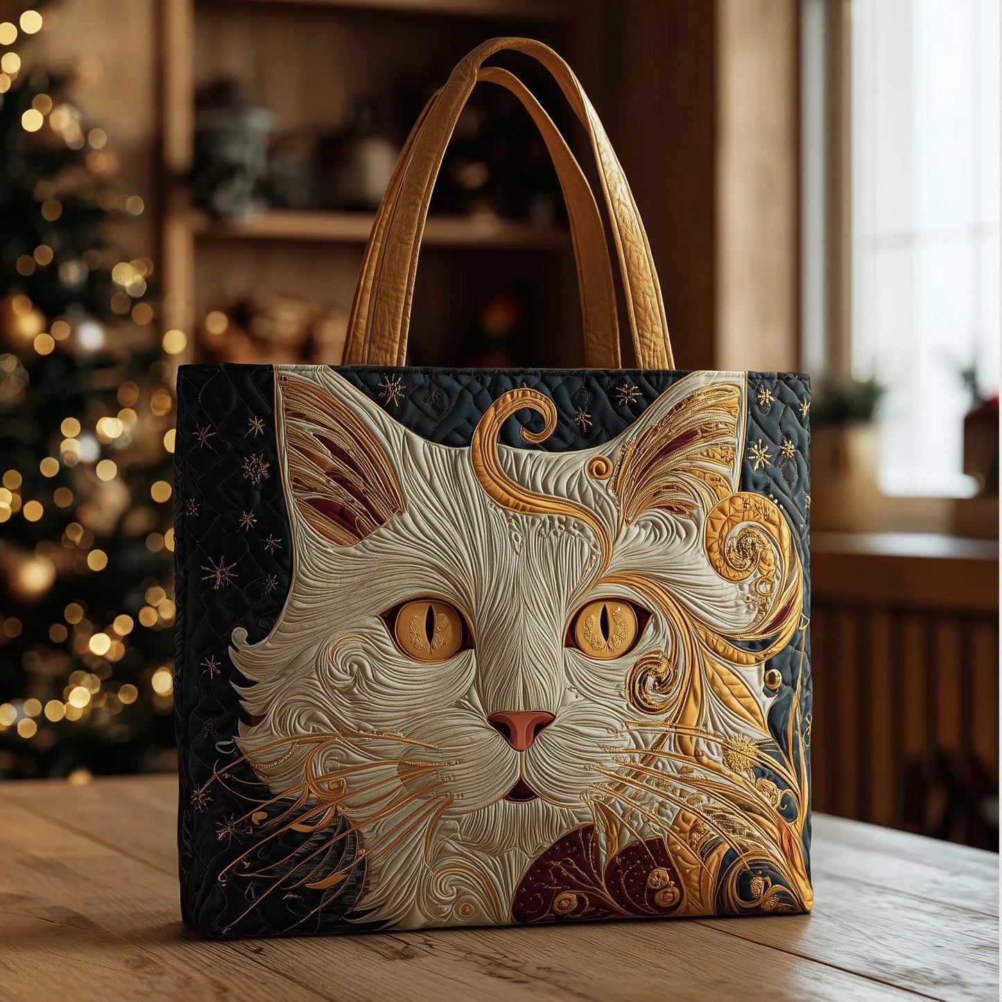 Catitude Charm Quilted Tote Bag