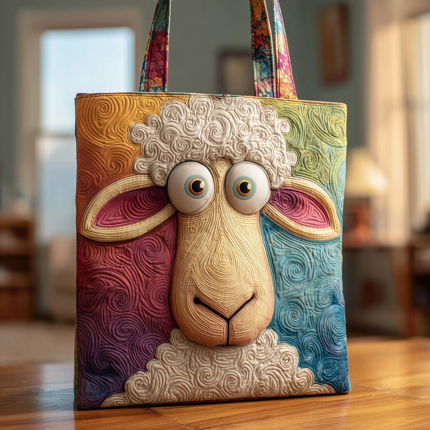 Quirky Sheep Quilted Tote Bag