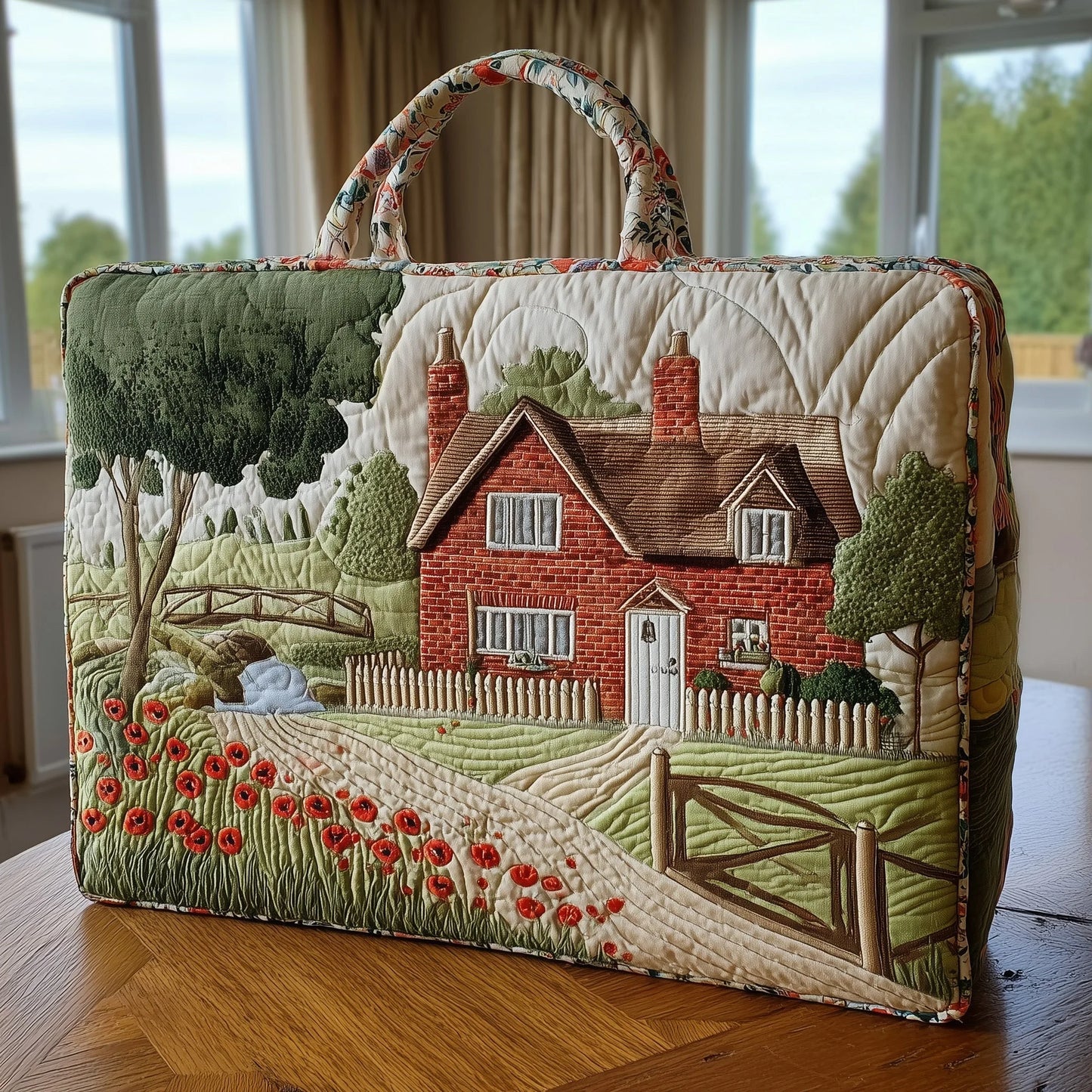 Cottage House Quilted Tote Bag