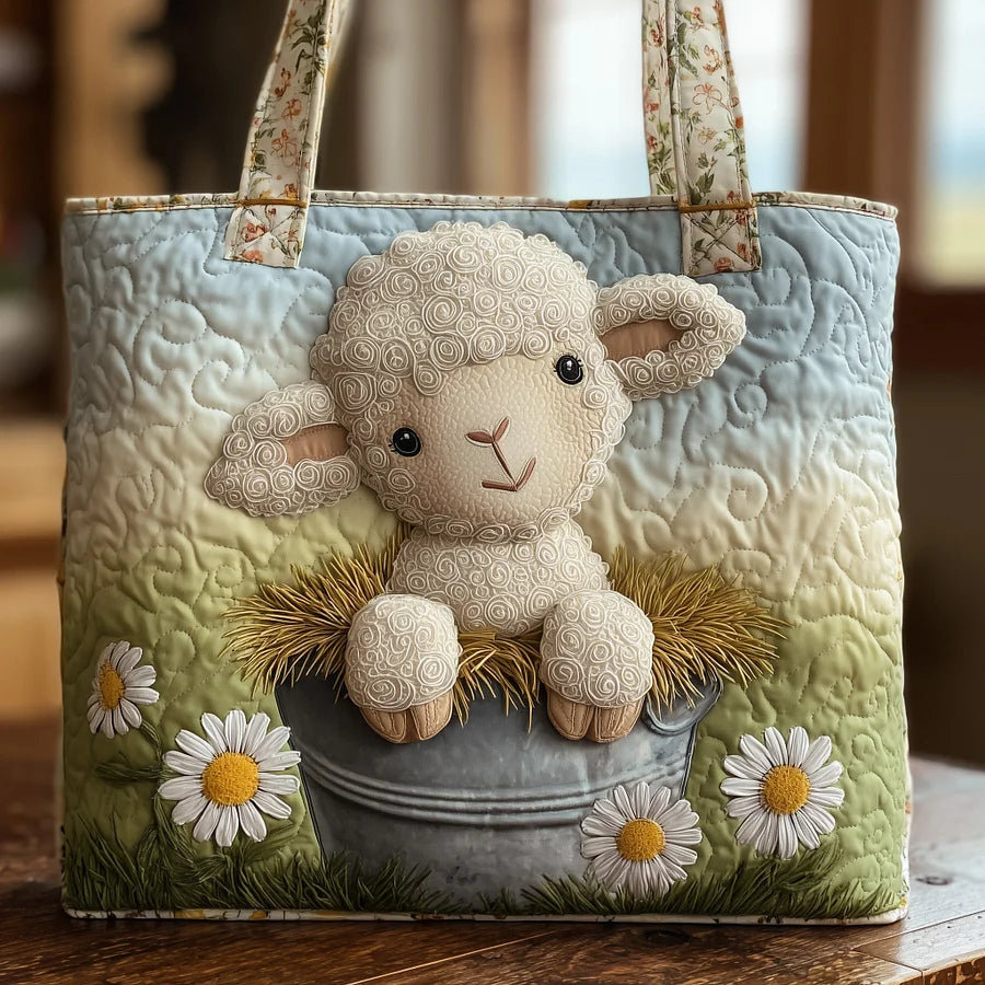 Farm Sheep Quilted Tote Bag