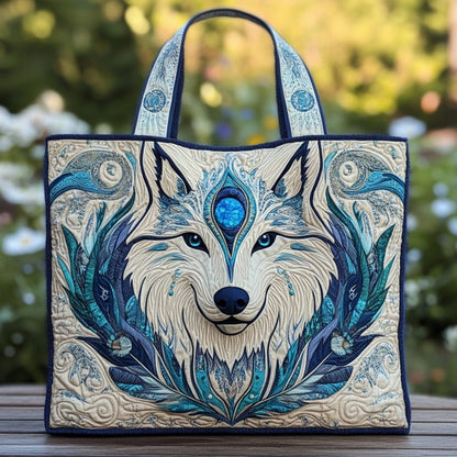 Arctic Wolf Quilted Tote Bag