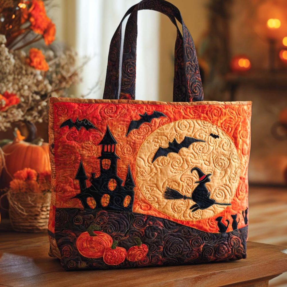 Autumn Haunt Quilted Tote Bag
