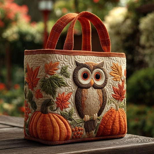 Autumn Perch Quilted Tote Bag