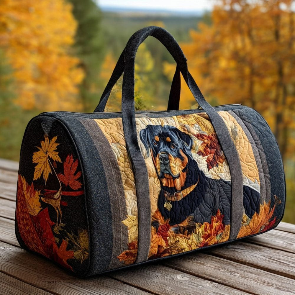 Autumn Rottweiler Quilted Duffle Bag