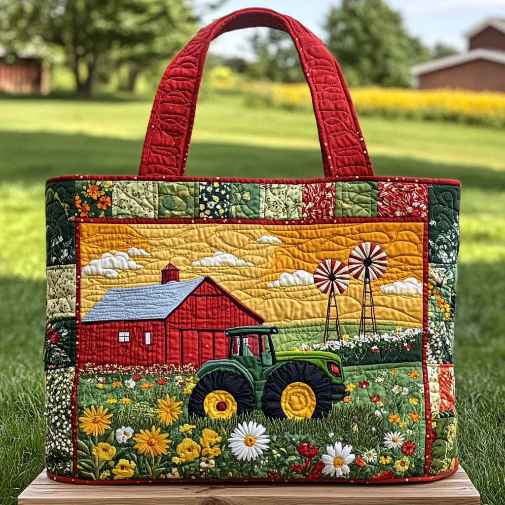 Countryside Charm Quilted Tote Bag