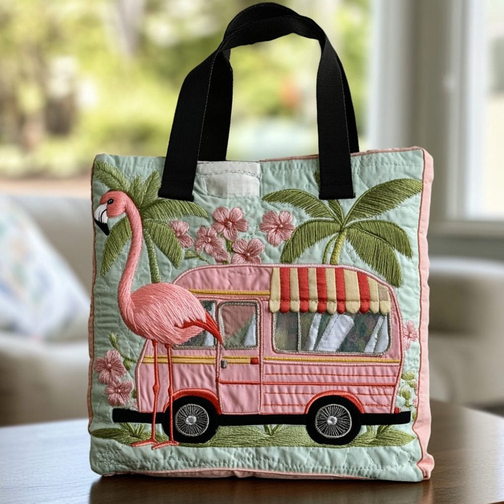Flamingo Chill Quilted Tote Bag