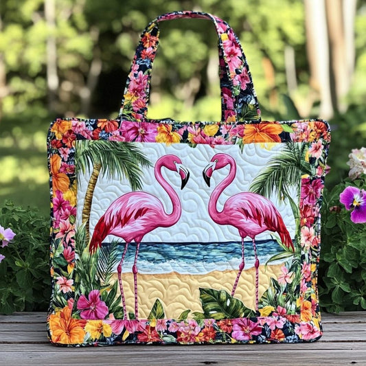 Flamingo Dreams Quilted Tote Bag