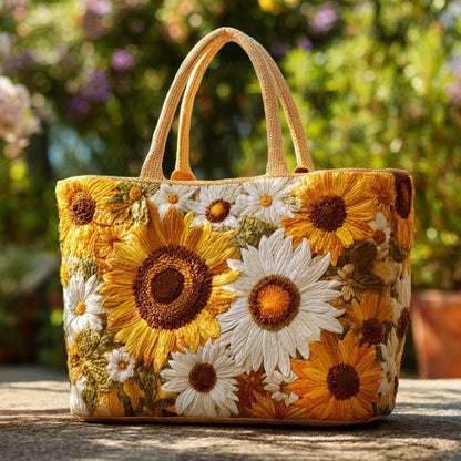 Golden Meadow Quilted Tote Bag