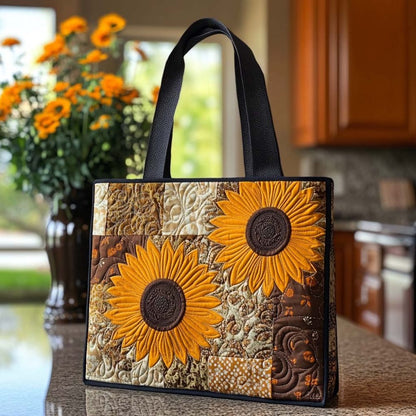 Joyful Sunflower Whispers Quilted Tote Bag