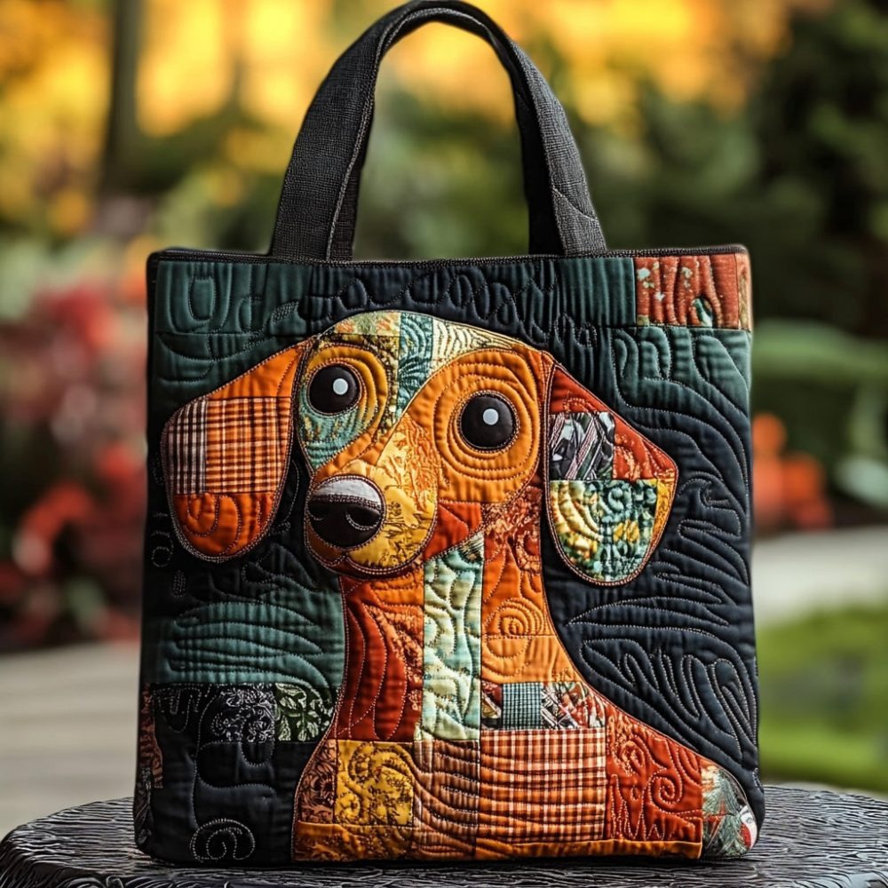 Sausage Stroll Quilted Tote Bag