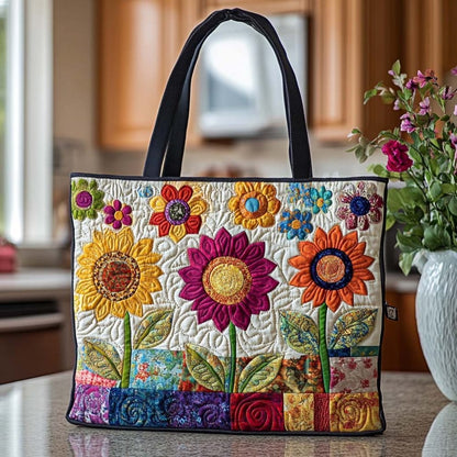 Soft Sunflower Glow Quilted Tote Bag