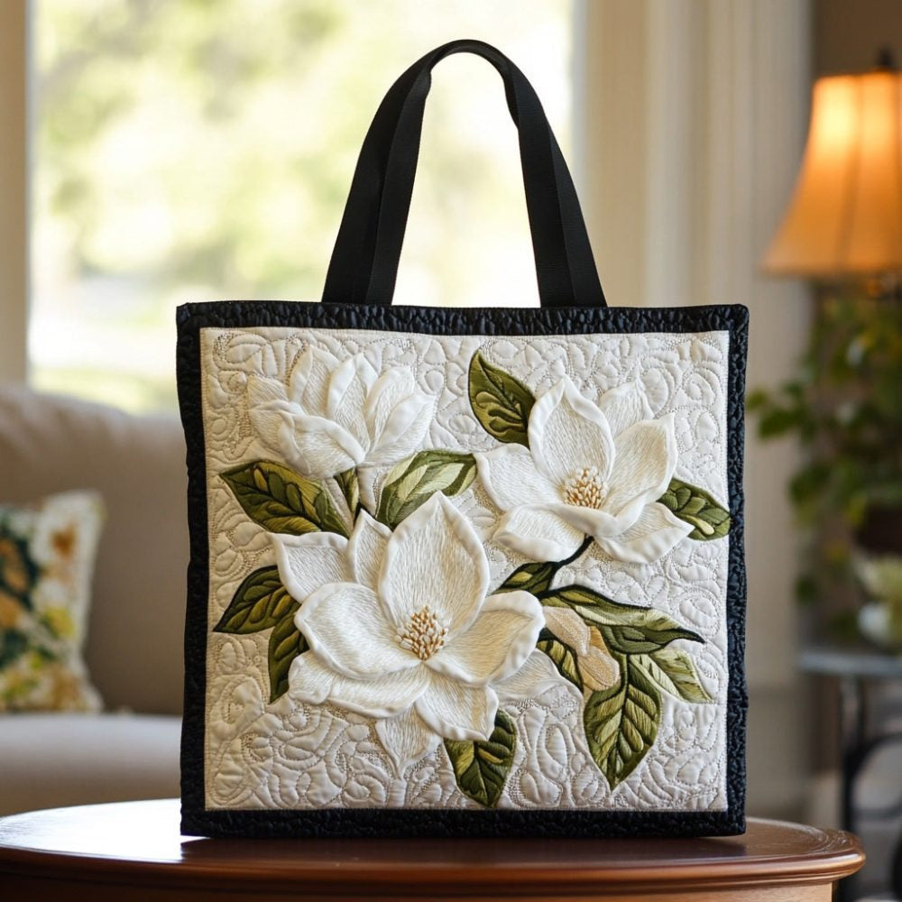 Southern Magnolia Quilted Tote Bag