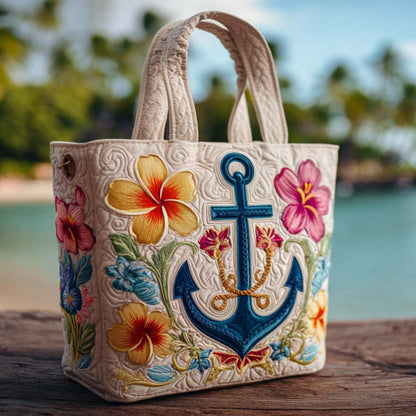 Tropical Anchor Quilted Tote Bag