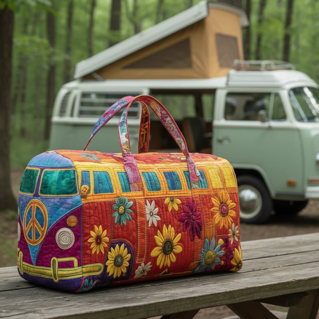 Hippie Van Quilted Duffle Bag
