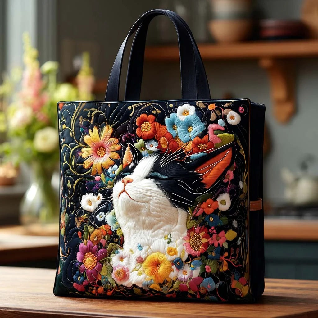 Adorable Whiskers Quilted Tote Bag